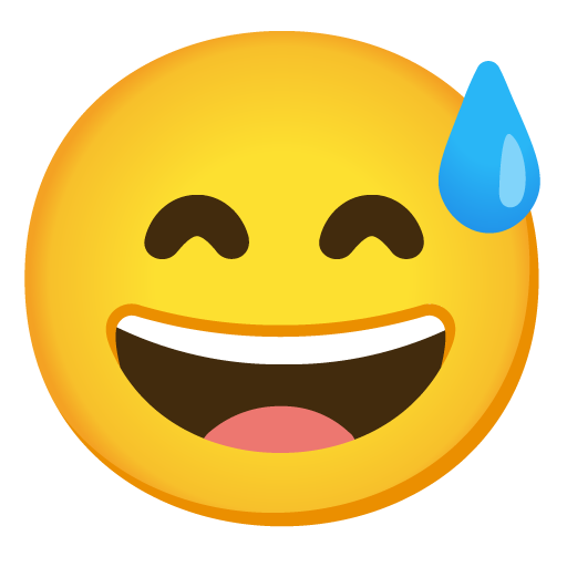 faccina con sorriso e goccia di sudore
