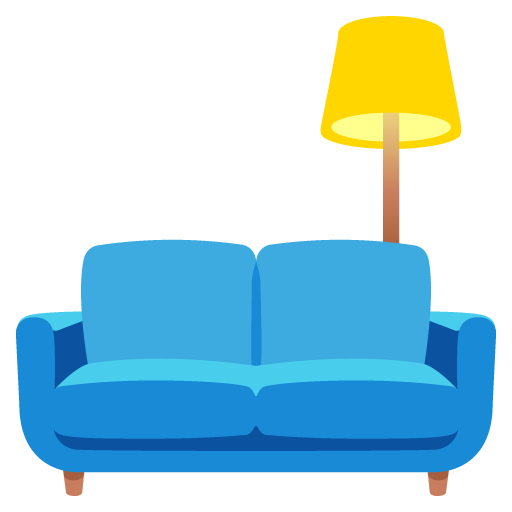 sofa og lampe