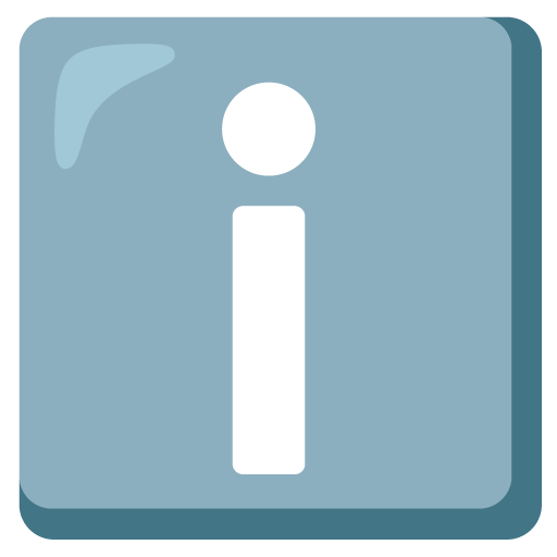 Buchstabe „i“ in blauem Quadrat